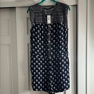 LOFT Navy and White Patterned Mini Romper.  Missing Belt M